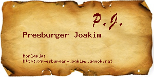 Presburger Joakim névjegykártya